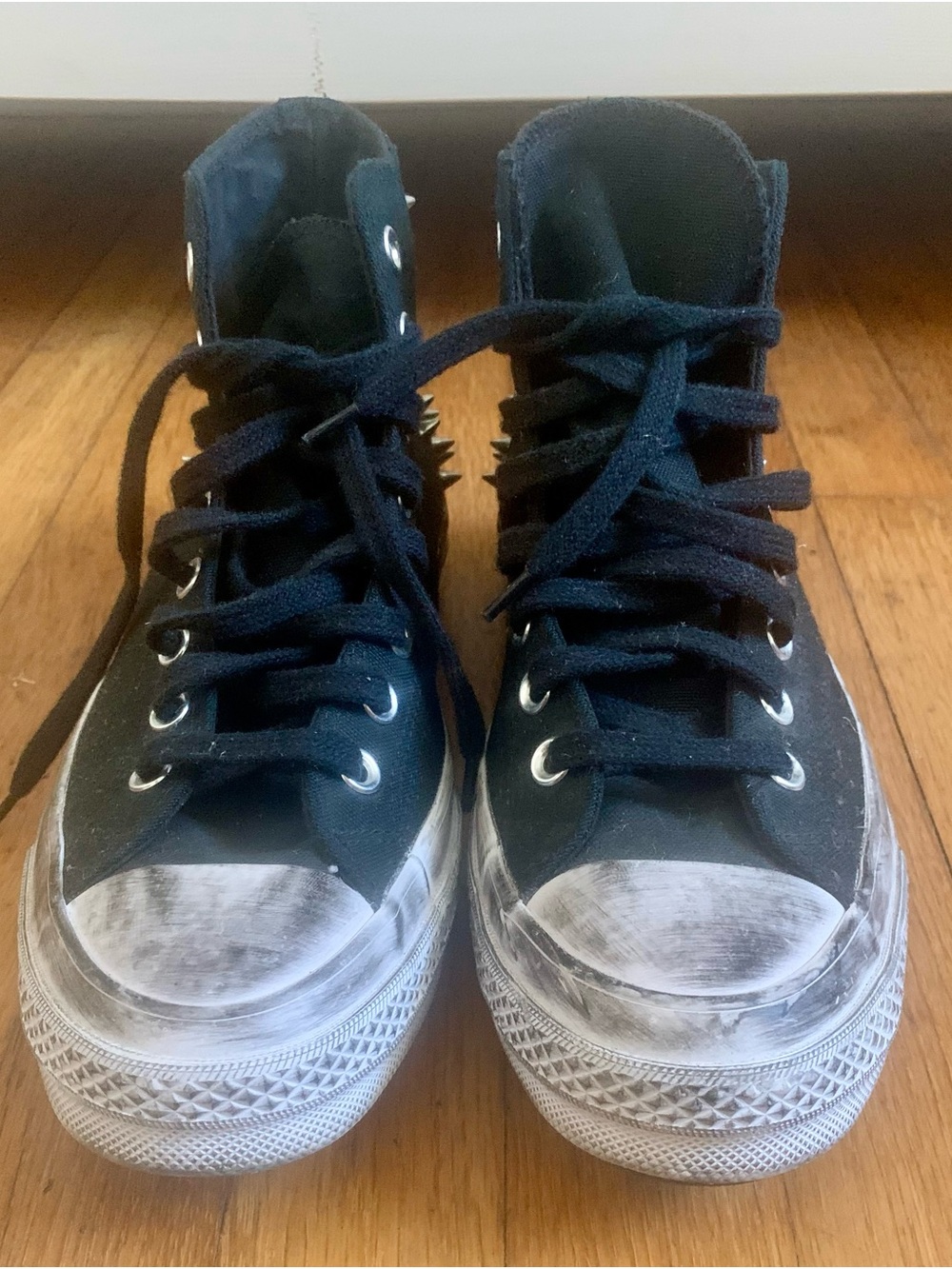 Converse women’s Distressed Studded Black High-TopSneakers-Classic Canvas Style